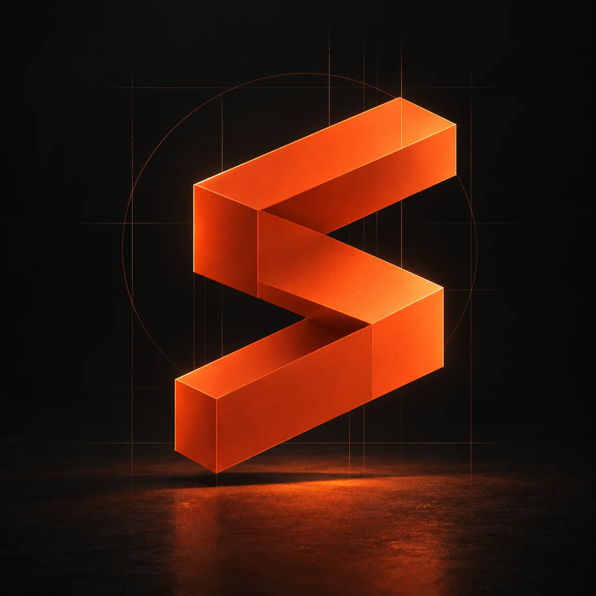 A dimensional orange folded S, the Snyder Technology brand mark